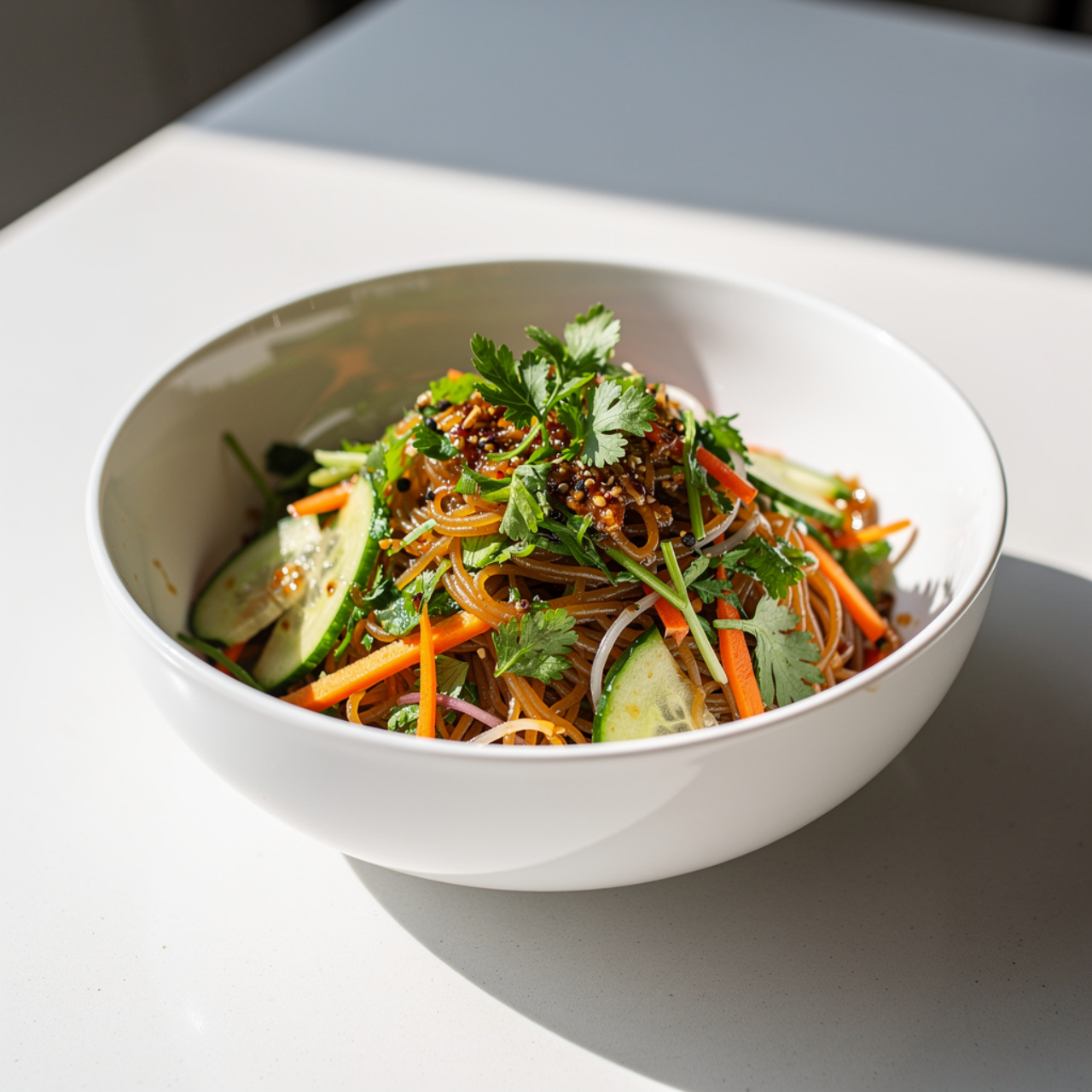 Cold Vermicelli Salad with Sesame Ginger Dressing