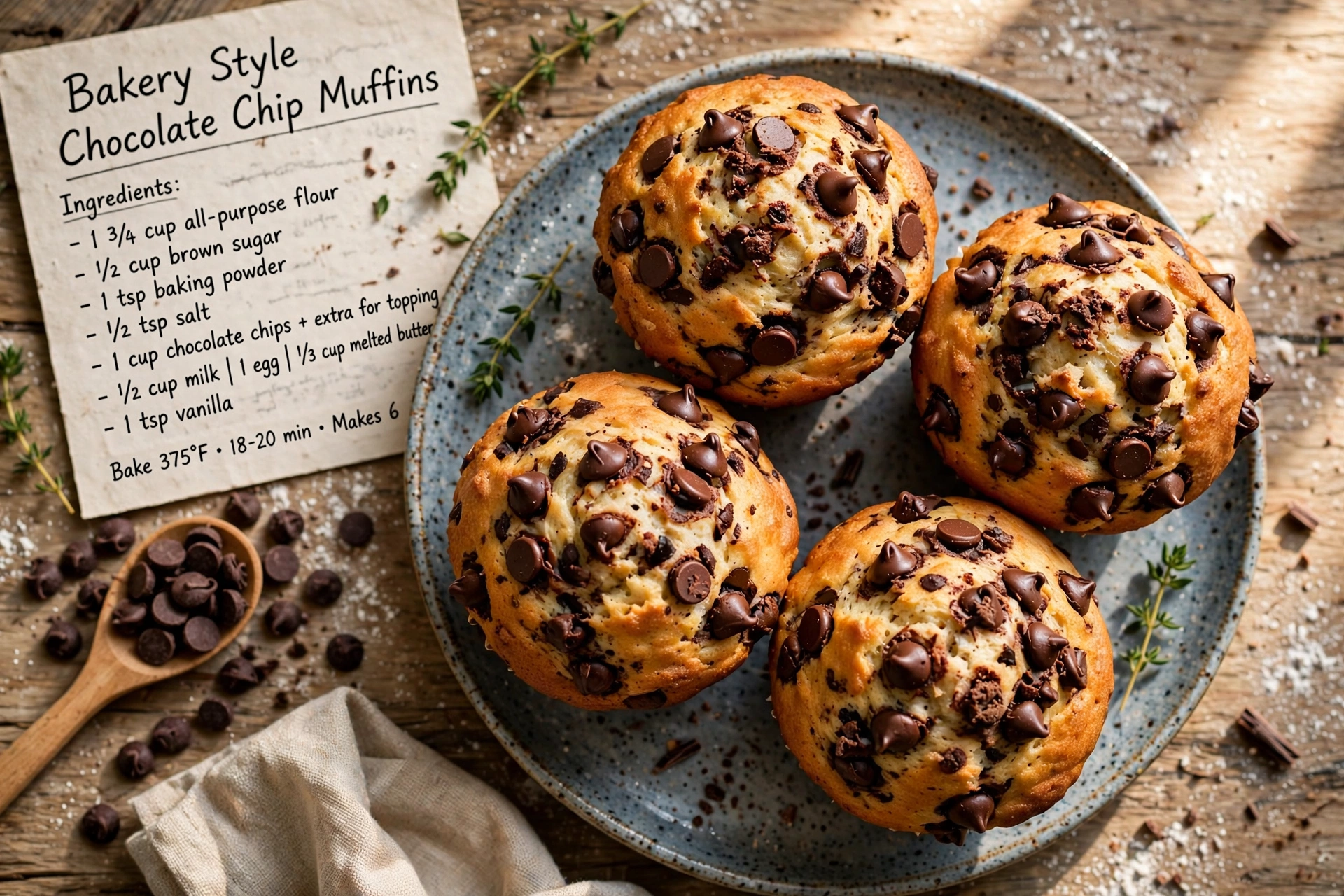 Bakery Style Chocolate Chip Muffins