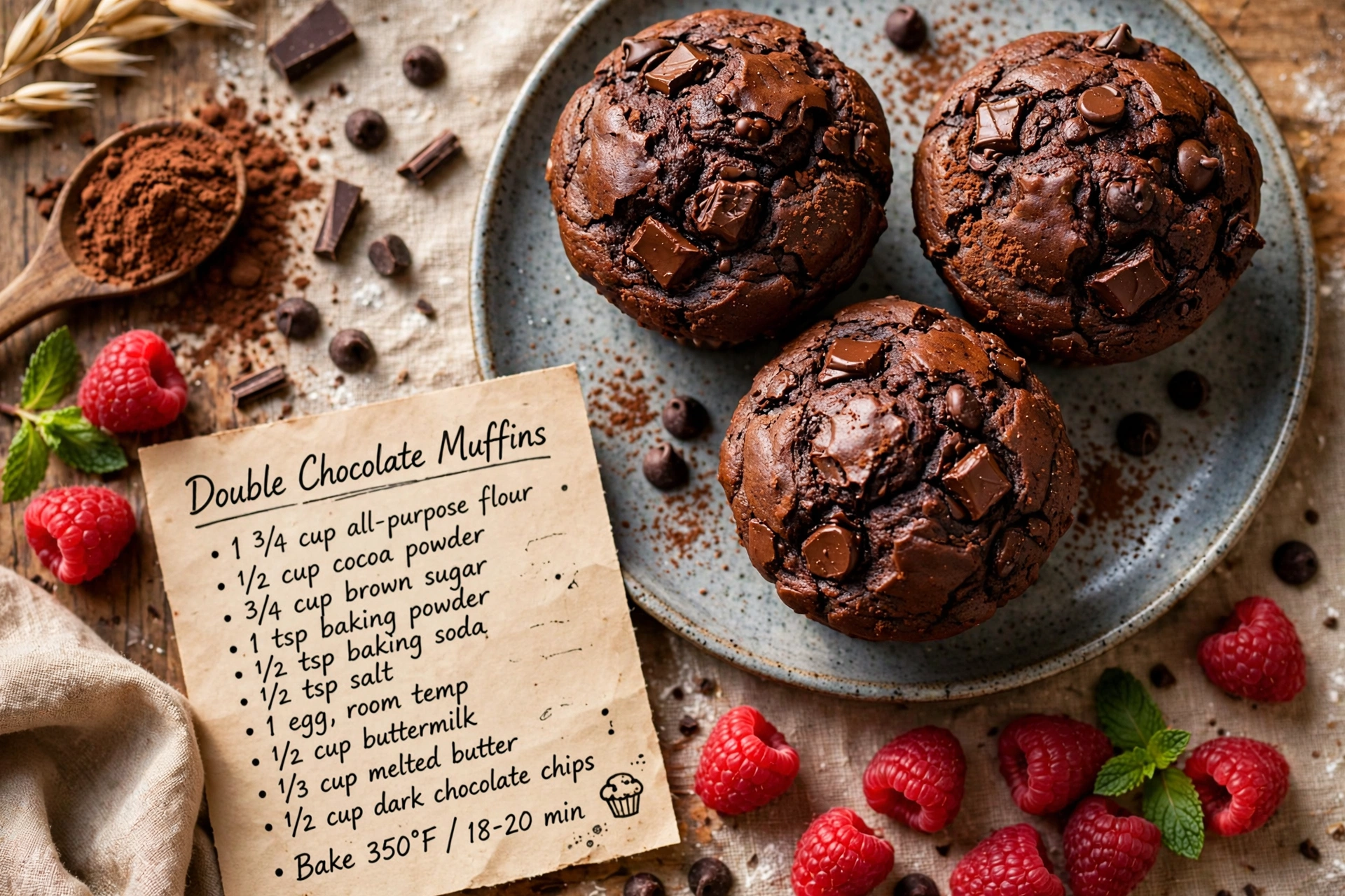 Double Chocolate Muffins (Bakery Style)