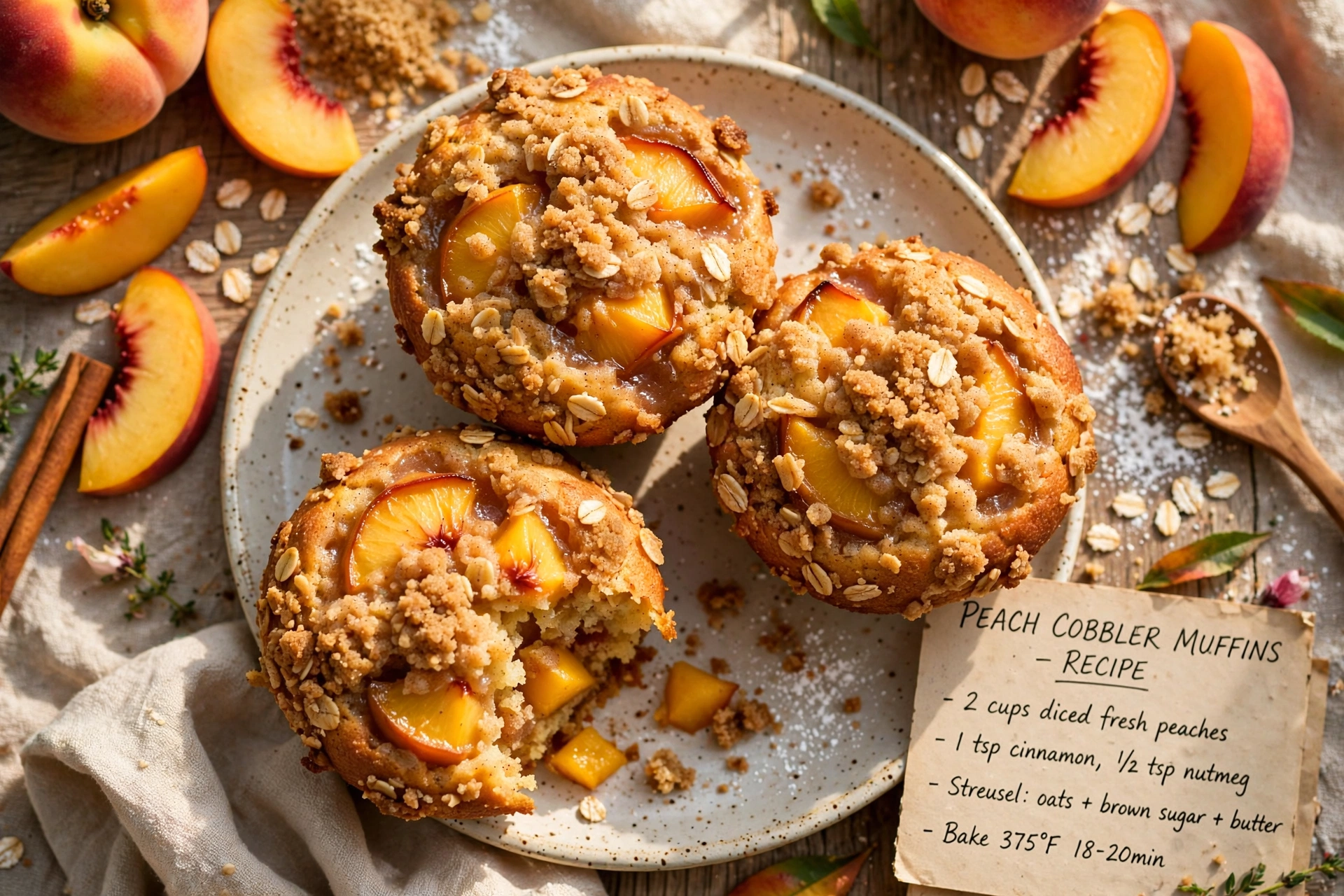 Peach Cobbler Muffins