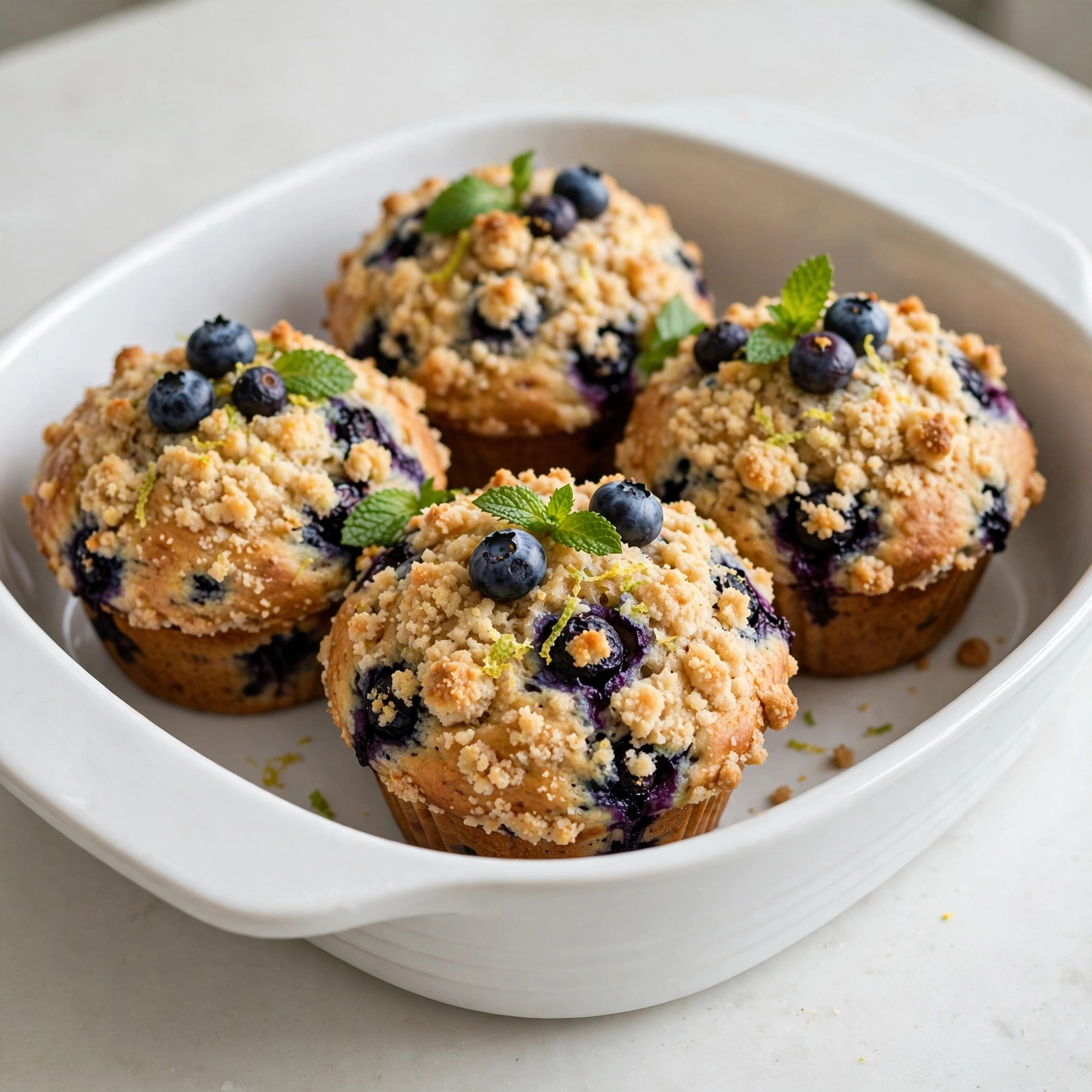Sourdough Blueberry Muffins with Crumb Topping