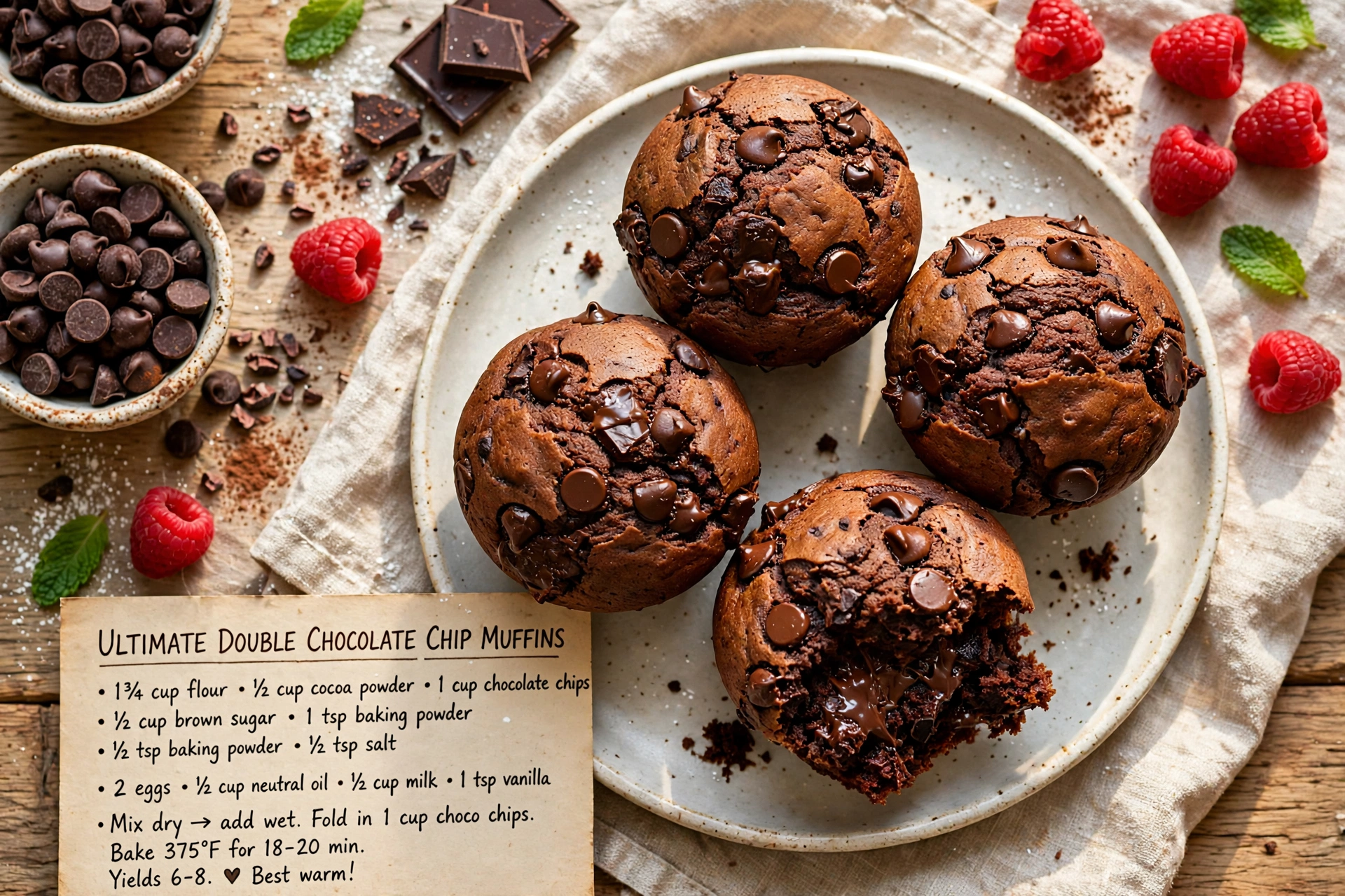 Ultimate Double Chocolate Chip Muffins